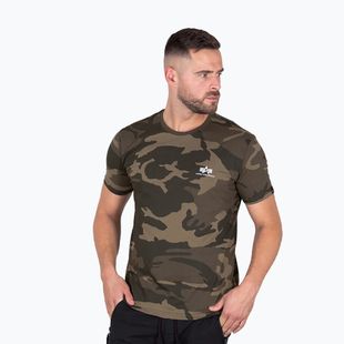 Férfi Alpha Industries Basic Small Logo Camo oliva színű póló