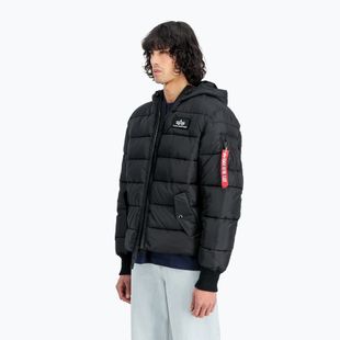 Férfi Alpha Industries kapucnis puffer dzseki Faux Down kabát fekete