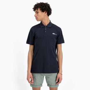 Férfi Alpha Industries Basic Polo Small Logo T-shirt replika kék