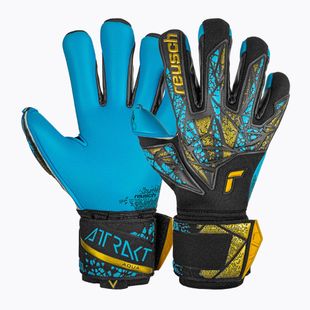 kapuskesztyű Reusch Attrakt Aqua Finger Support black/gold/aqua