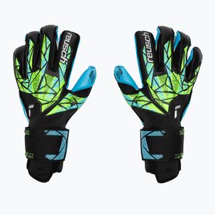 kapuskesztyű Reusch Attrakt Aqua Evolution black/fluo lime/aqua