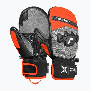 Gyerek síkesztyűk Reusch Worldcup Warrior GS Mitten black/silver/fluo red