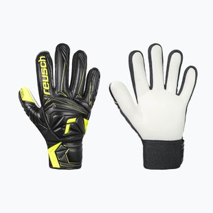 Gyerek kapuskesztyűk Reusch Attrakt Starter Solid Finger Support Junior black/safety yellow