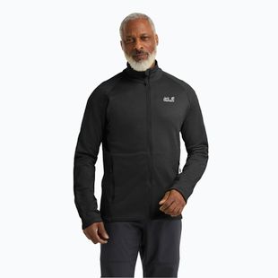 Férfi túrapulóver Jack Wolfskin Peak District Full Zip fekete
