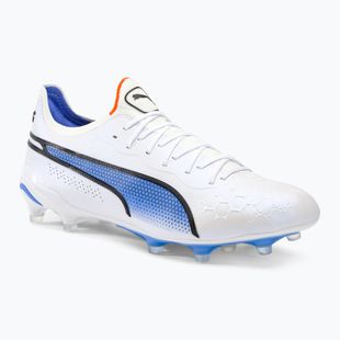 PUMA King Ultimate FG/AG férfi futballcipő puma fehér/puma fekete/kék csillogás/ultranarancs