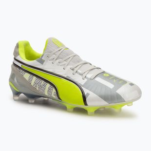 PUMA King Ultimate Forever FG/AG férfi futballcipő tollszürke/elektromos lime/puma fehér/fekete világosszürke