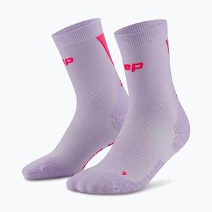 Férfi kompressziós zokni CEP Ultralight Mid Cut 4.0 lilac/pink
