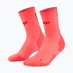 Női zokni CEP Ultralight Mid Cut 4.0 neon coral/red