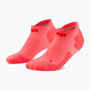 Férfi kompressziós zokni CEP Ultralight No Show 4.0 neon coral/red