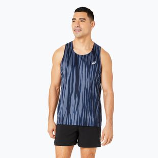 Férfi ASICS Road All Over Print Singlet kék expanse/középnapi futó felső