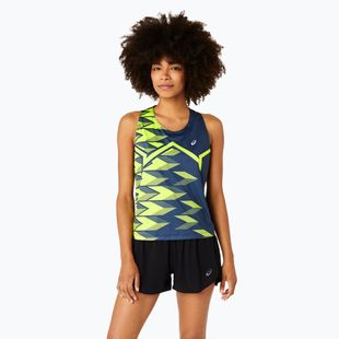 Női ASICS Light Graphic Tank futófelső francia kék/biztonsági sárga
