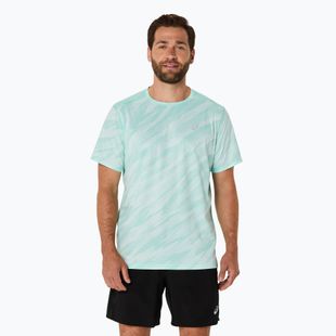 Férfi futópóló ASICS Core All Over Print SS Top oasis green