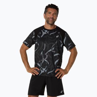 Férfi futópóló ASICS Road All Over Print Top performance black