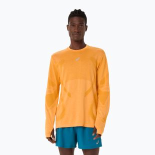 Férfi hosszú ujjú futópóló ASICS Road Seamless LS golden yellow