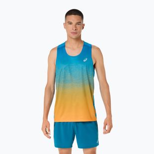 Férfi futótrikó ASICS Road Fade Singlet Aegean Blue/Yamabuki