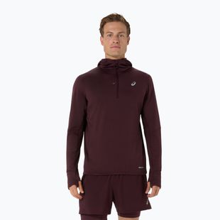 Férfi futópulóver ASICS Road Winter Ls Hoodie dark currant