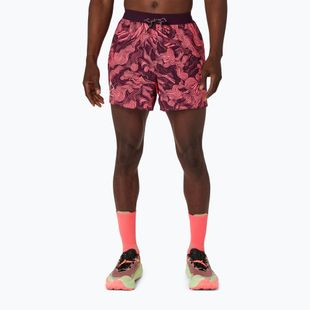 Férfi futónadrág Asics Fujitrail All Over Print 5In Short Blazing Coral/Dark Aubergine