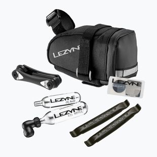 Nyerges kerékpáros táska + javítókészlet Lezyne M-Caddy - Co2 Kit 0.5 l fekete/fekete