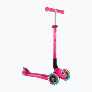 Gyermek háromkerekű roller Globber Primo Foldable Lights fuchsia