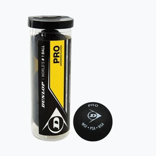Squash labdák Dunlop Pro 2 yellow dots 3 db black