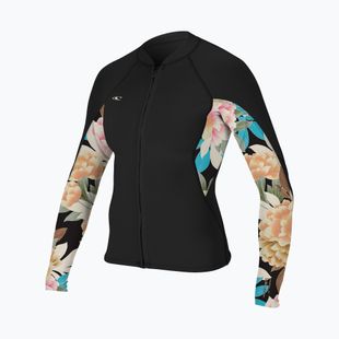 Női neoprén dzseki O'Neill Bahia 1/0.5 mm Full-Zip dzseki fekete/mikah virágos/fekete