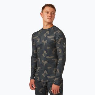 Férfi Surfanic Bodyfit Limited Edition Crew Neck erdei geo camo thermo hosszú ujjú