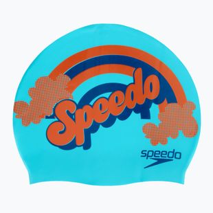 Speedo Slogan Print gyermek úszósapka kék/sárga színű