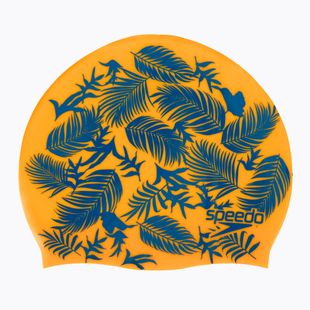 Speedo Slogan Print narancssárga/kék gyermek úszósapka