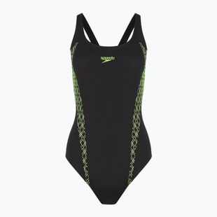 Női egyrészes úszódressz Speedo Panel Muscleback fekete/zöld