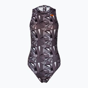 Női egyrészes fürdőruha ZONE3 OWS Renew High Neck black/white