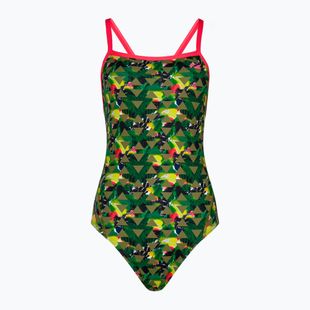 Női egyrészes fürdőruha ZONE3 High Jazz 3.0 Strap Back khaki