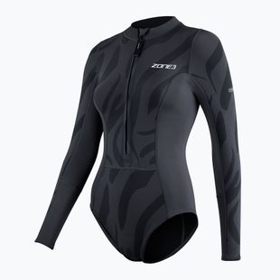 Női egyrészes fürdőruha ZONE3 Yulex fekete/szürke