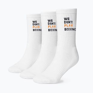 Férfi zokni BOXRAW We Don't Play Boxing Crew 3 pairs white