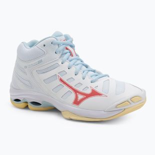 Női röplabda cipő Mizuno Wave Voltage 2 Mid fehér/calypso coral/pale banán