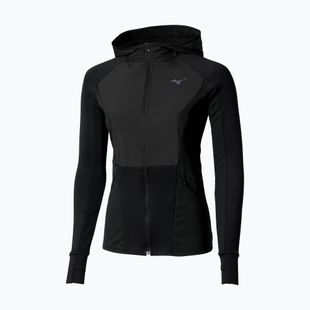Női futó dzseki Mizuno Active Warm Hybrid Full Zip kapucnis dzseki fekete
