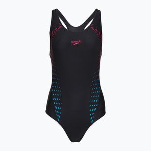 Női egyrészes fürdőruha Speedo Allover Panel Laneback black/purple