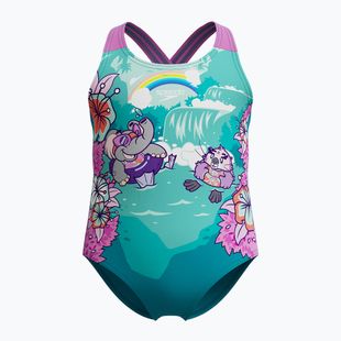 Speedo Learn To Swim Gyermek fürdőruha nyomtatott crossback neon lila