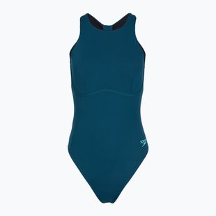 Női egyrészes fürdőruha Speedo Racer Zip with Built in Swim Bra dark teal