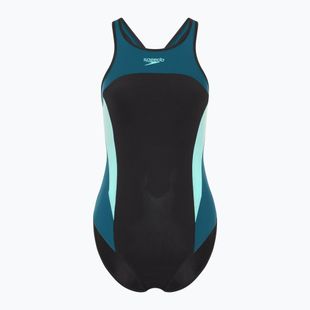 Speedo női egyrészes fürdőruha High Neck Splice Cross Back sötét teal színben