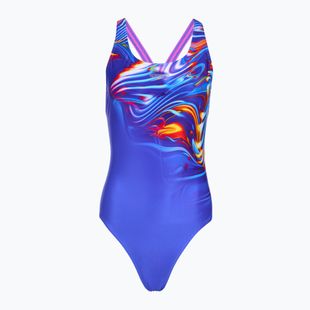 Női egyrészes fürdőruha Speedo Placement Digital Powerback molten blend/cobalt pop