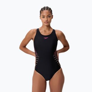 Női egyrészes fürdőruha Speedo Placement Muscleback anthracite