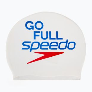 Speedo nyomtatott szilikon úszósapka speedo fehér menj teljes sebességgel