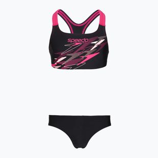 Gyermek kétrészes fürdőruha Speedo Medley Logo Racerback 2pc anthracite/pink