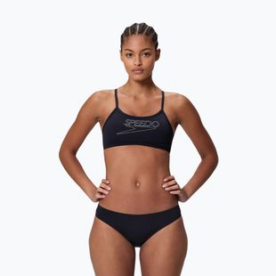 Női kétrészes fürdőruha Speedo Endurance+ Logo Thin Strap Anthracite
