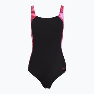 Női egyrészes fürdőruha Speedo Shaping LunaLustre Printed anthracite/ruby