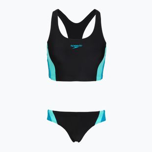 Női egyrészes fürdőruha Speedo Colourblock Splice 2.0 anthracite/mayanblue