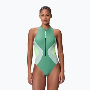 Női egyrészes fürdőruha Speedo Ocean Flex Zip fortune green/pale clover