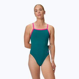 Női egyrészes fürdőruha Speedo Solid Turnback peacock