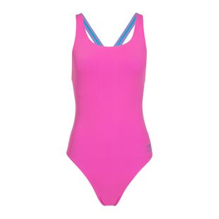 Női egyrészes fürdőruha Speedo Solid Powerback neon flamingo