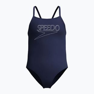 Gyerek egyrészes fürdőruha Speedo Endurance+ Logo Thinstrap peacoat